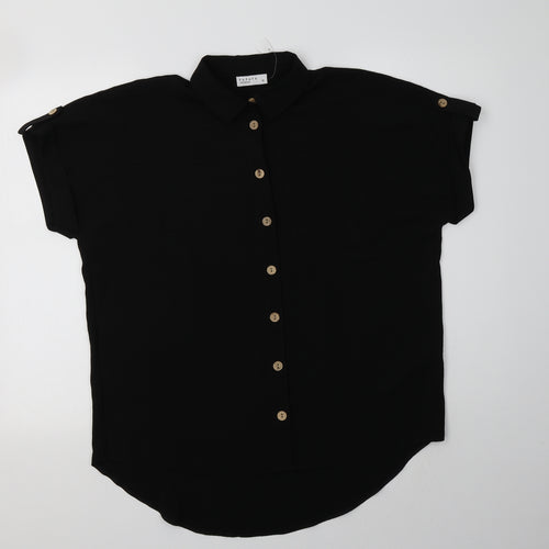 Papaya Womens Black  Polyester Basic Button-Up Size 10 Collared