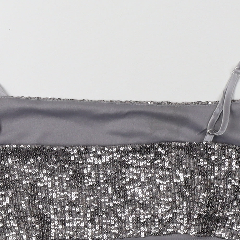 Primark Womens Silver  Polyester Cropped Tank Size 12 Square Neck