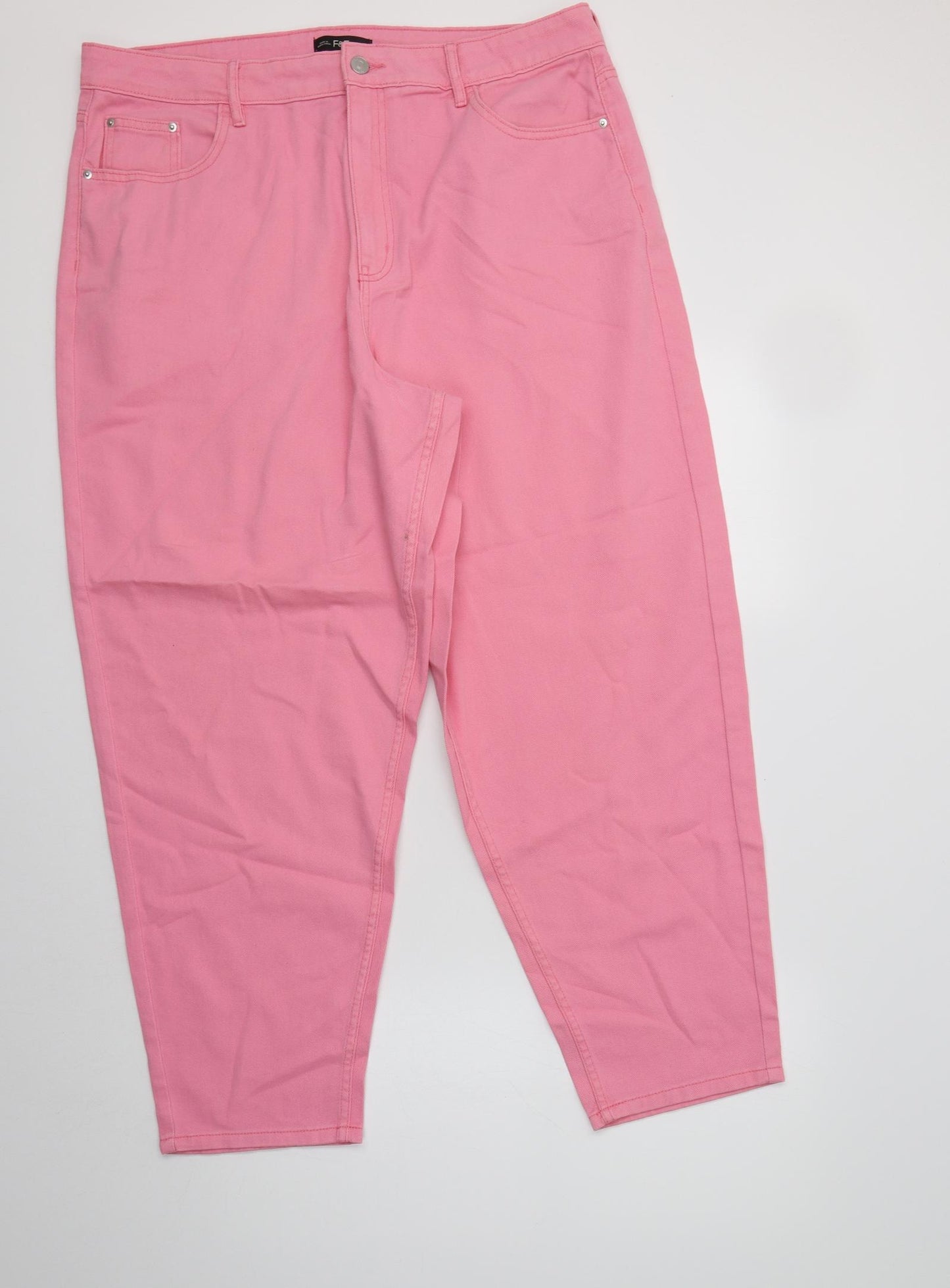 F&F Womens Pink  Cotton Mom Jeans Size 18 L28 in Regular