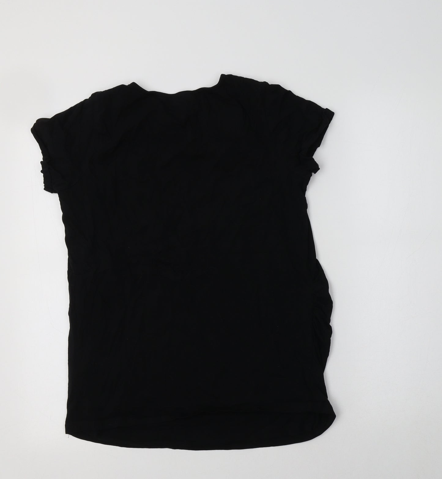 New Look Maternity Womens Black  Cotton Basic T-Shirt Size 12 Crew Neck - Christmas Top