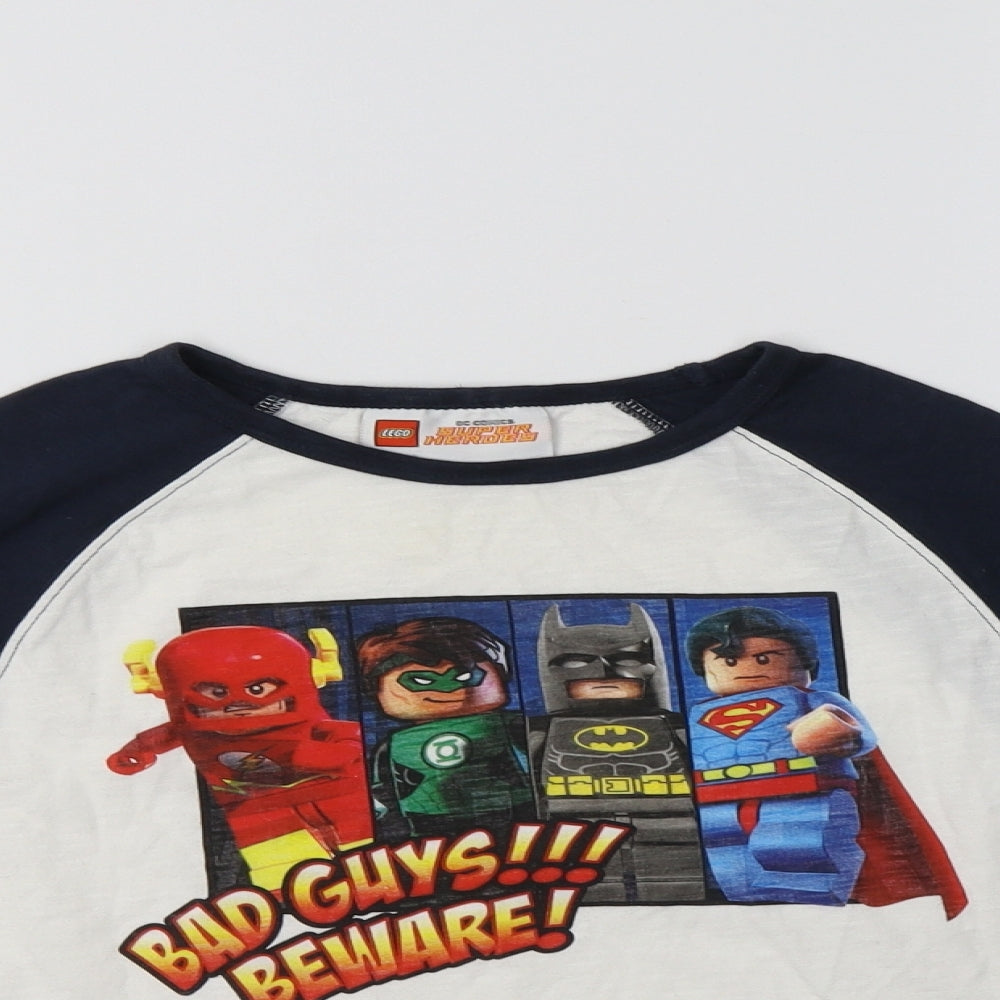 NEXT Boys White Colourblock Cotton Basic T-Shirt Size 8 Years Crew Neck  - Lego