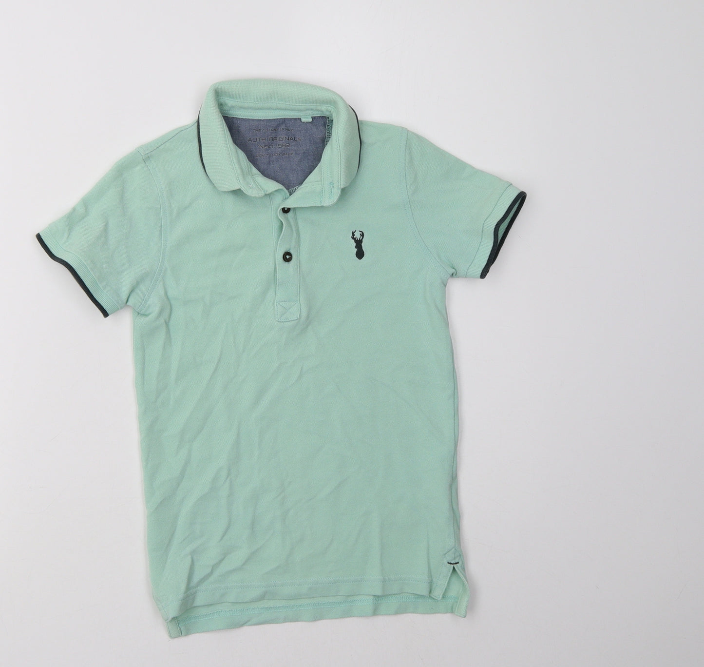 NEXT Boys Green  Cotton Basic Polo Size 7 Years Collared