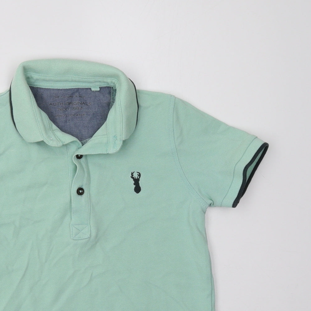 NEXT Boys Green  Cotton Basic Polo Size 7 Years Collared