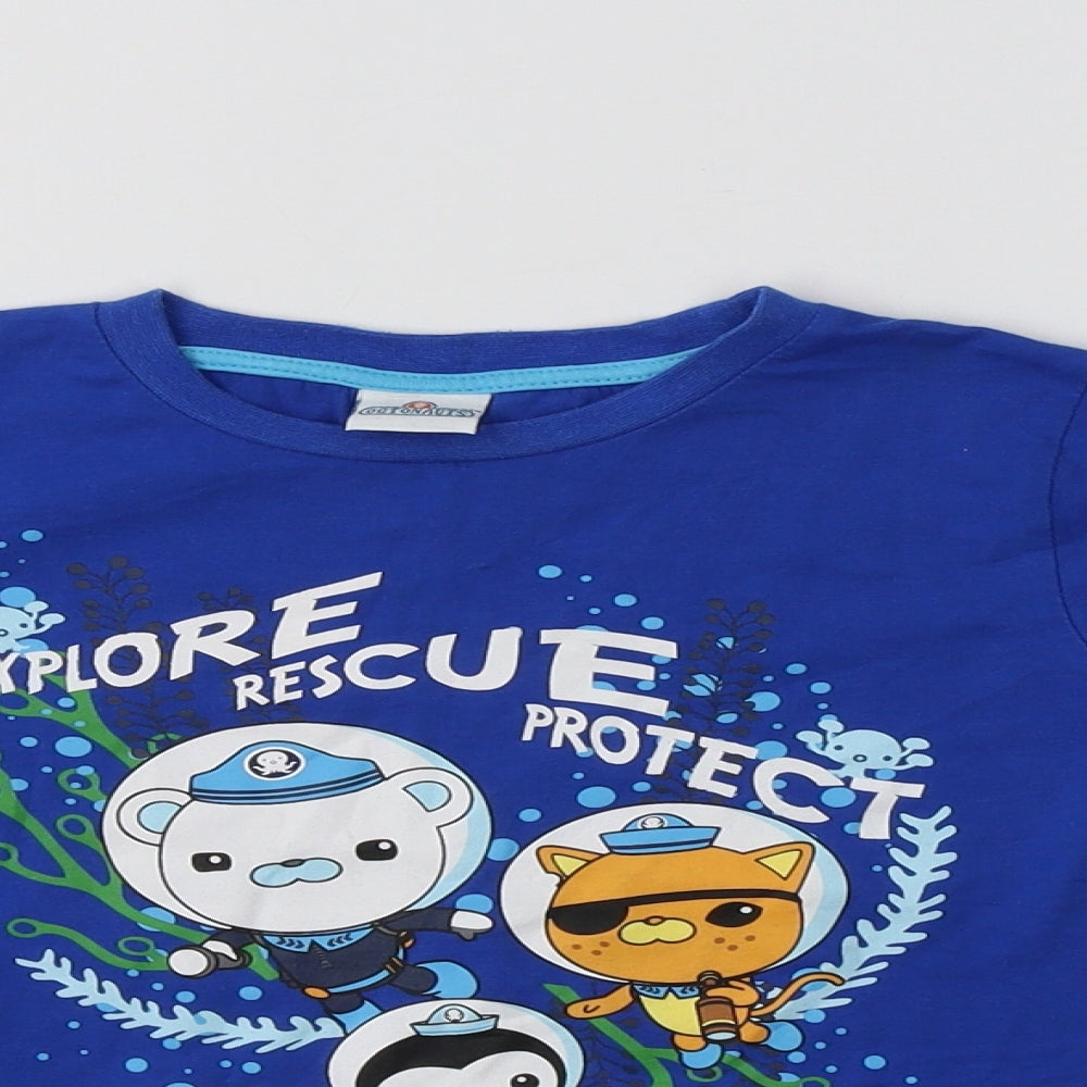 Debenhams Boys Blue Colourblock Cotton Basic T-Shirt Size 3-4 Years Crew Neck  - Octonauts