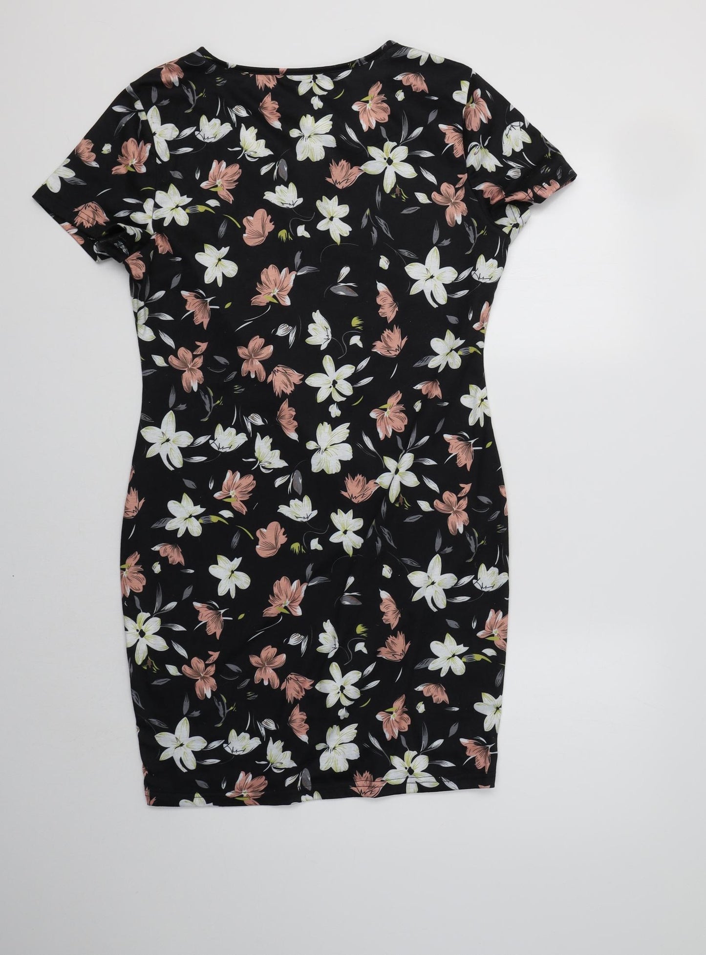 SheIn Womens Black Floral Polyester Bodycon  Size L  V-Neck