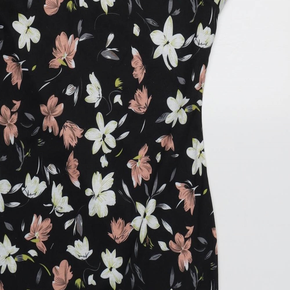 SheIn Womens Black Floral Polyester Bodycon  Size L  V-Neck