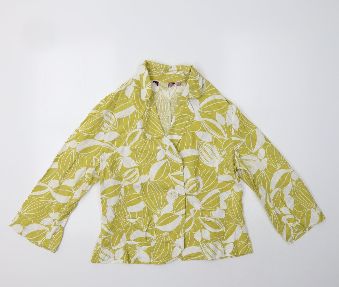 Preworn Womens Green Floral  Jacket Blazer Size 12