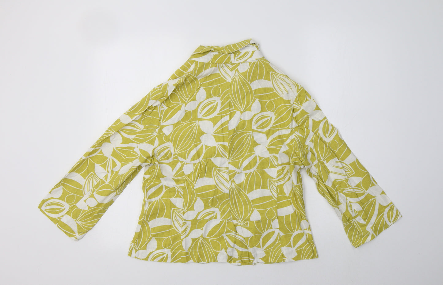 Preworn Womens Green Floral  Jacket Blazer Size 12