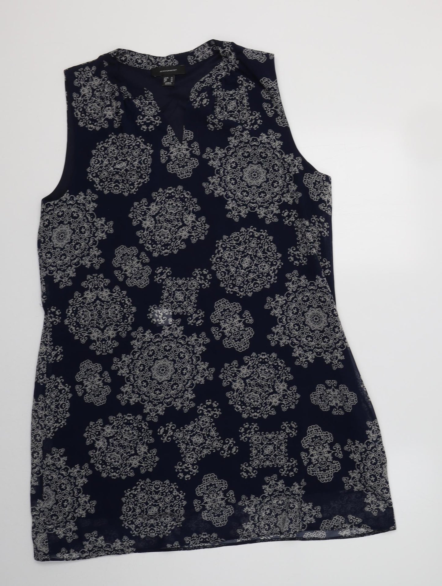 Primark Womens Blue Paisley Polyester Shift  Size 16  V-Neck