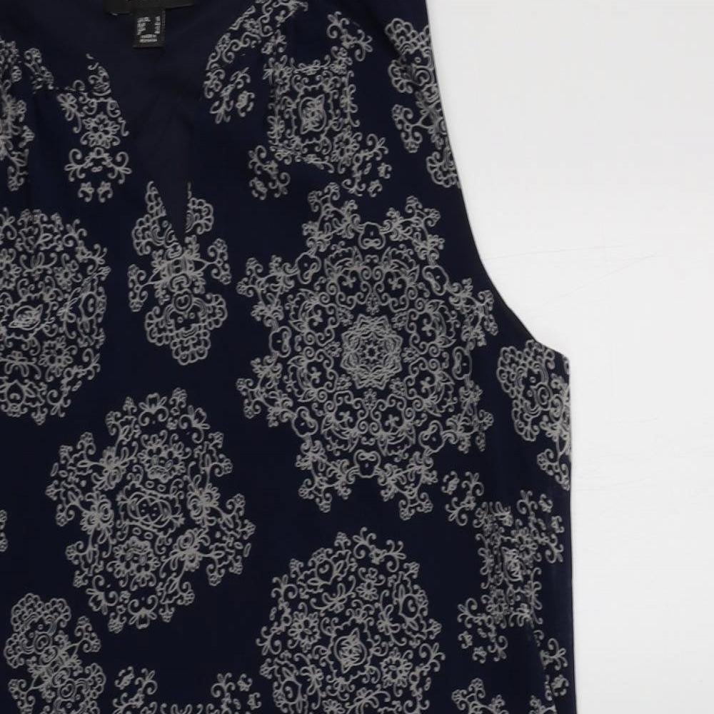 Primark Womens Blue Paisley Polyester Shift  Size 16  V-Neck