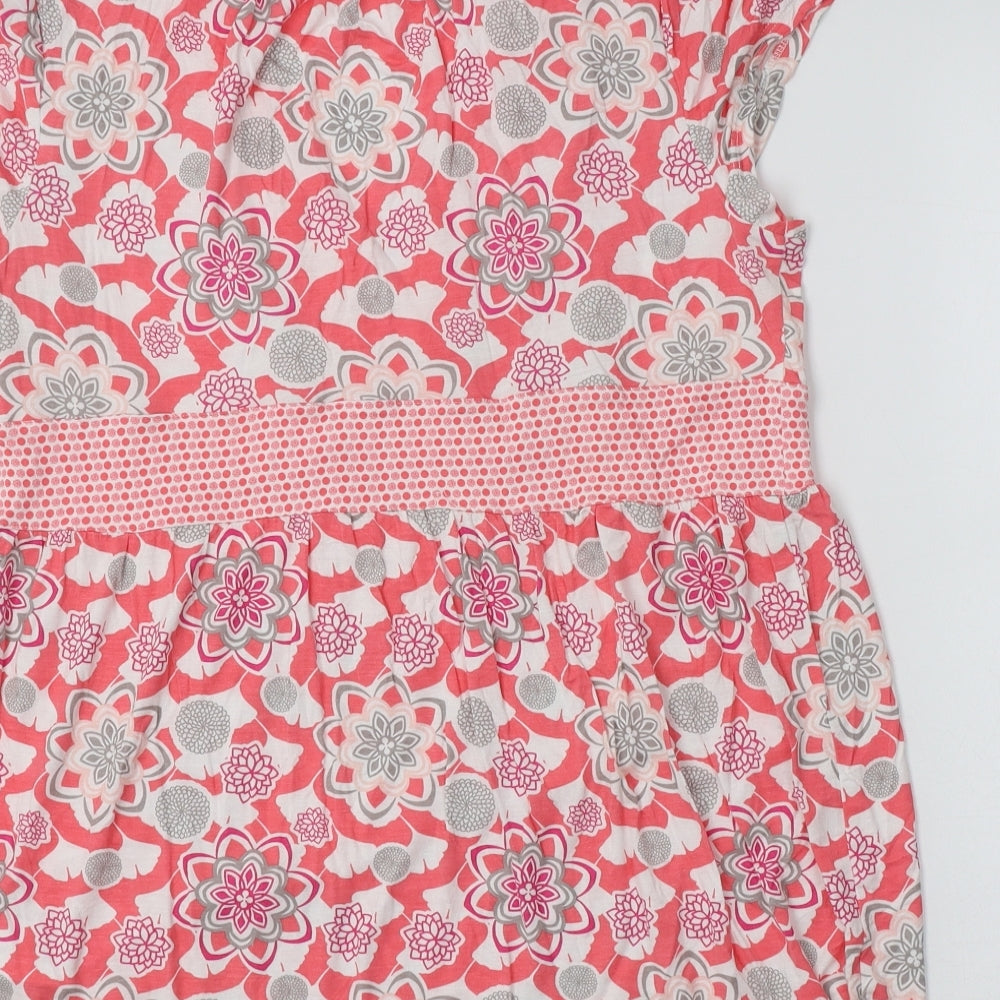 Colline Womens Pink Floral Viscose Basic Blouse Size 16 V-Neck