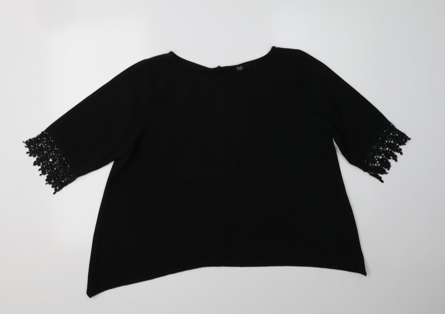 F&F Womens Black  Polyester Basic Blouse Size 16 Round Neck