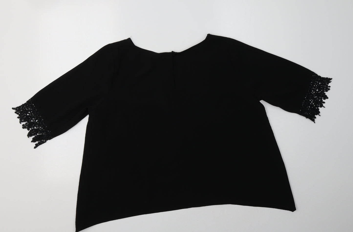 F&F Womens Black  Polyester Basic Blouse Size 16 Round Neck