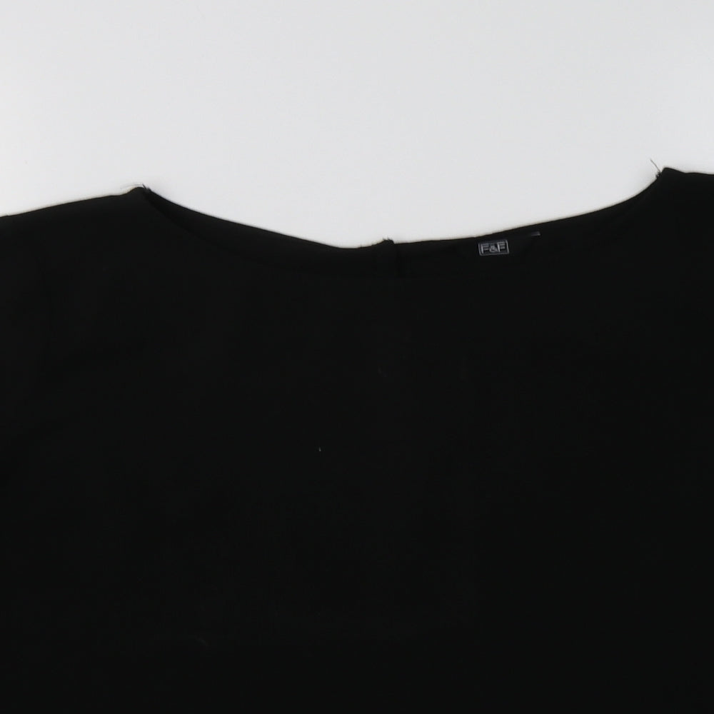 F&F Womens Black  Polyester Basic Blouse Size 16 Round Neck