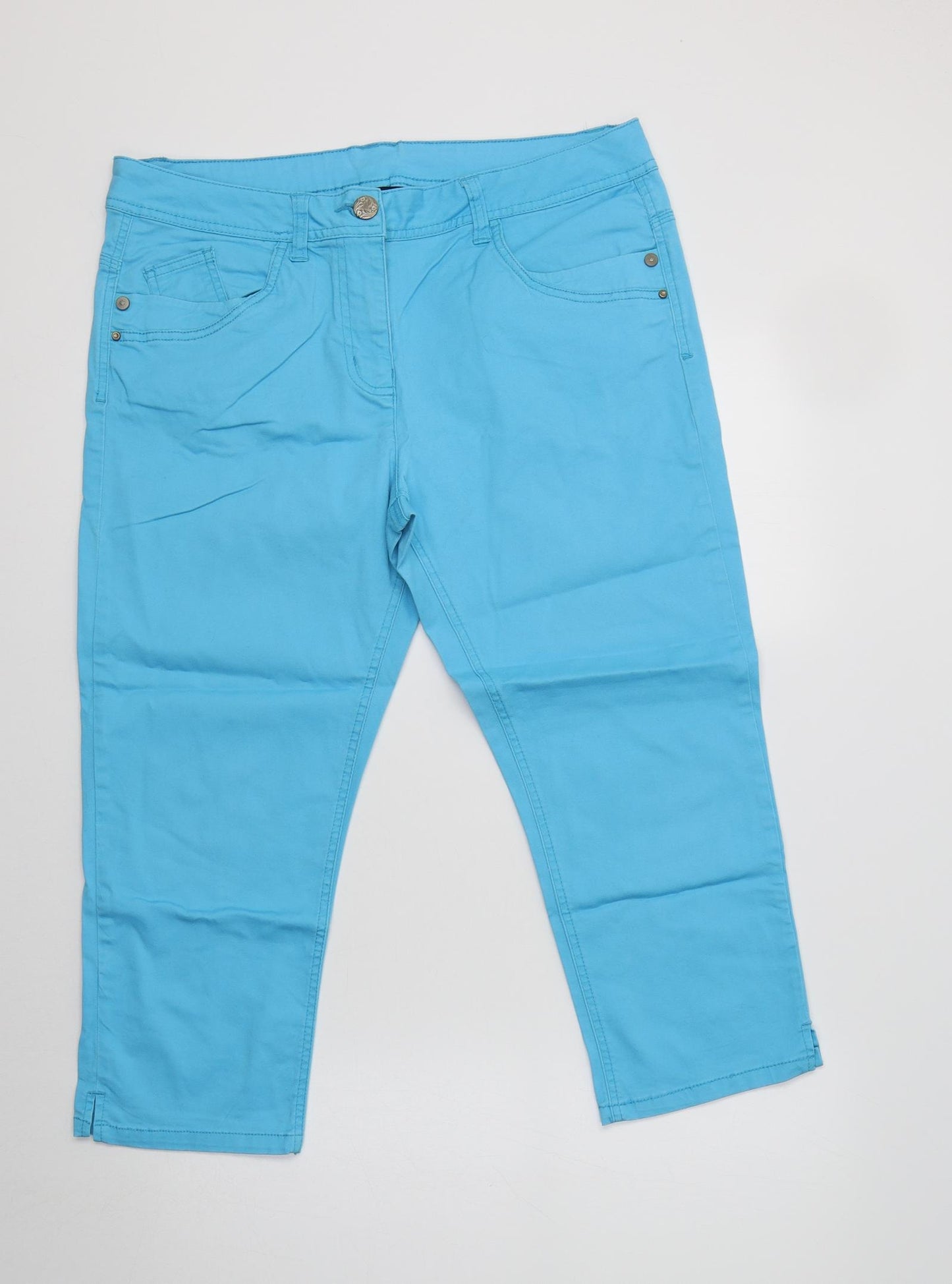 George Womens Blue  Cotton Cropped Jeans Size 14 L22 in Regular