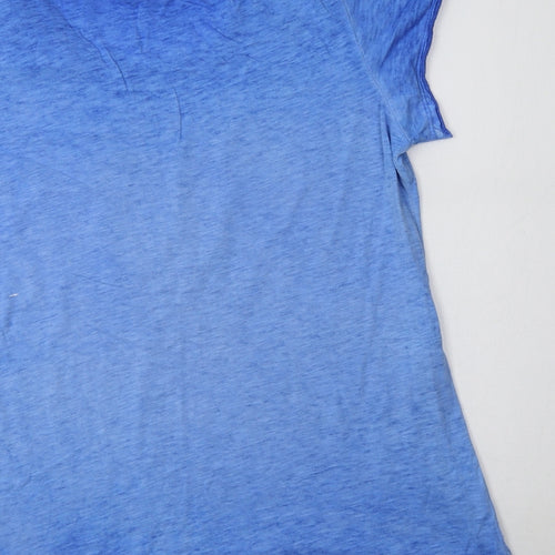 Made in Italy Womens Blue  Cotton Basic Blouse Size L Scoop Neck