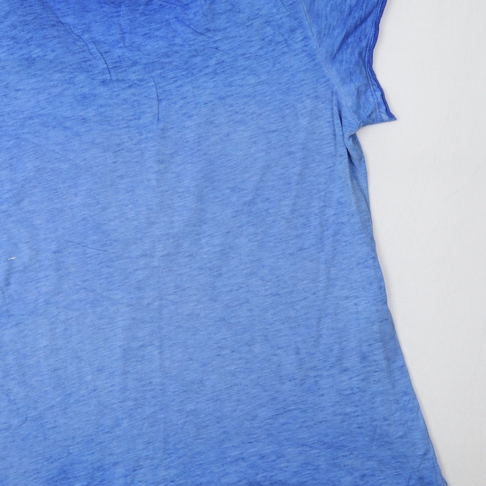 Made in Italy Womens Blue  Cotton Basic Blouse Size L Scoop Neck