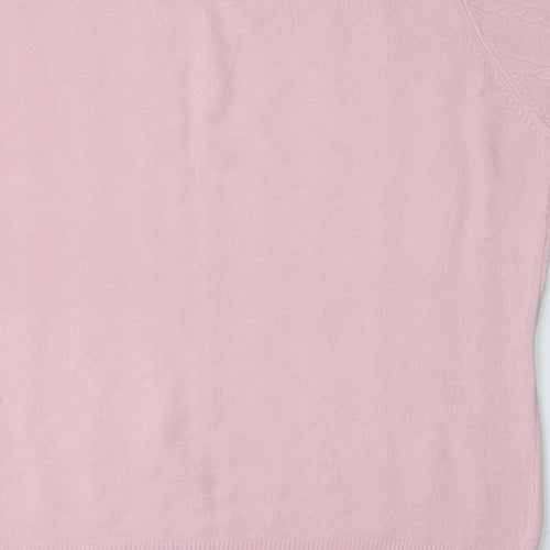 Andre De Brett Womens Pink Crew Neck  Acrylic Pullover Jumper Size 14