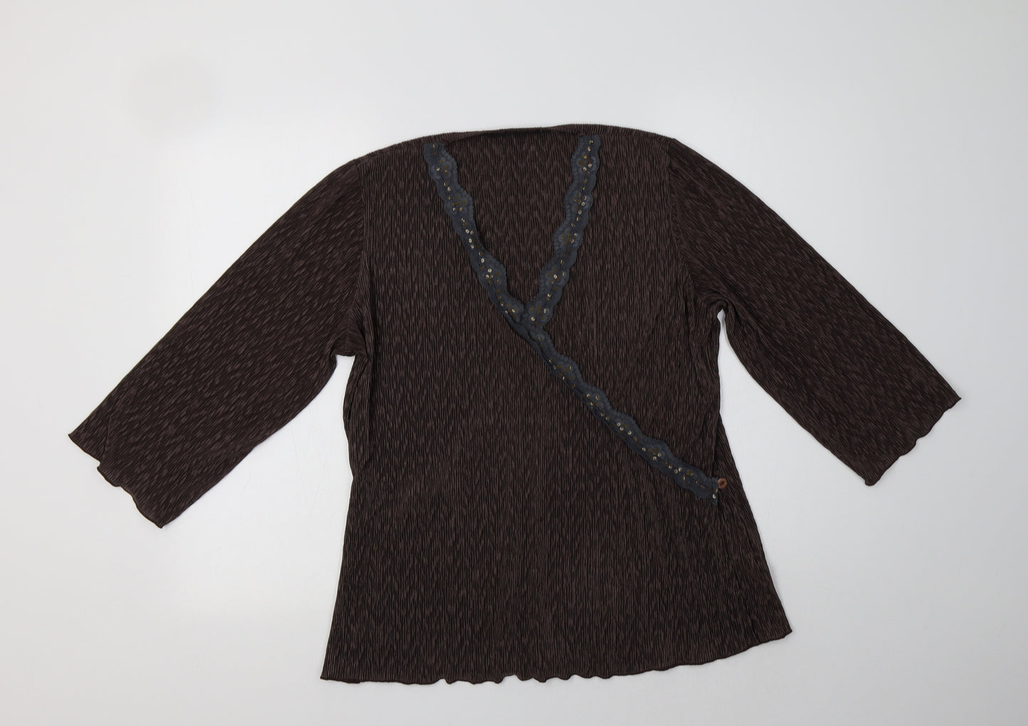 Windsmoor Womens Brown  Polyester Basic Blouse Size M V-Neck