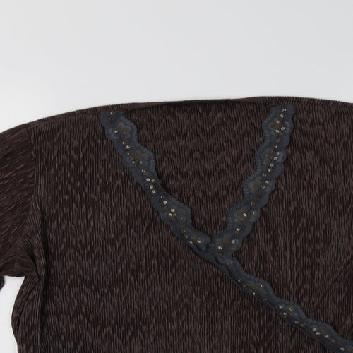 Windsmoor Womens Brown  Polyester Basic Blouse Size M V-Neck