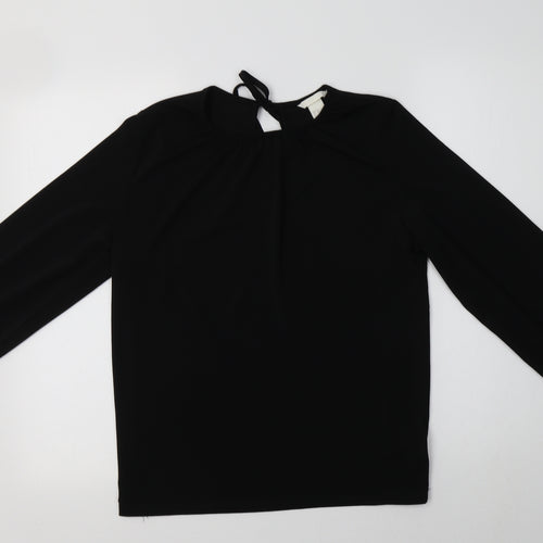 H&M Womens Black  Polyester Basic Blouse Size XS Round Neck