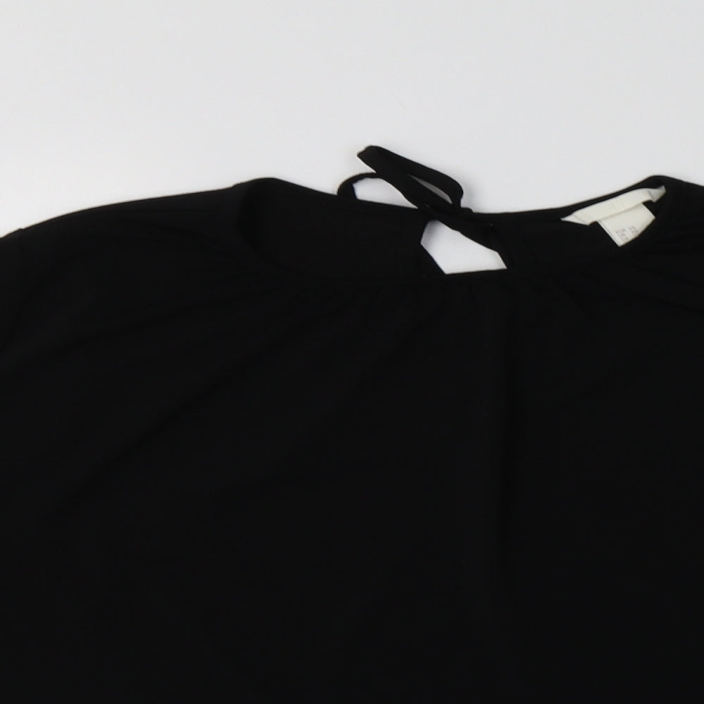 H&M Womens Black  Polyester Basic Blouse Size XS Round Neck