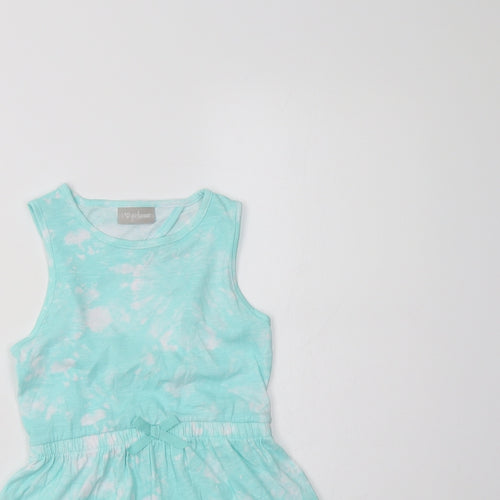 Matalan Girls Green Batik Cotton Fit & Flare  Size 5 Years  Crew Neck