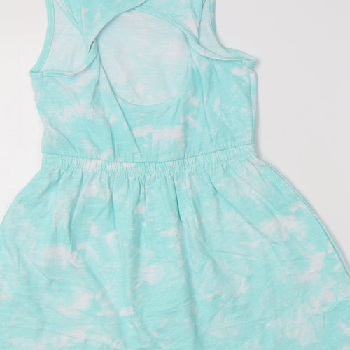 Matalan Girls Green Batik Cotton Fit & Flare  Size 5 Years  Crew Neck