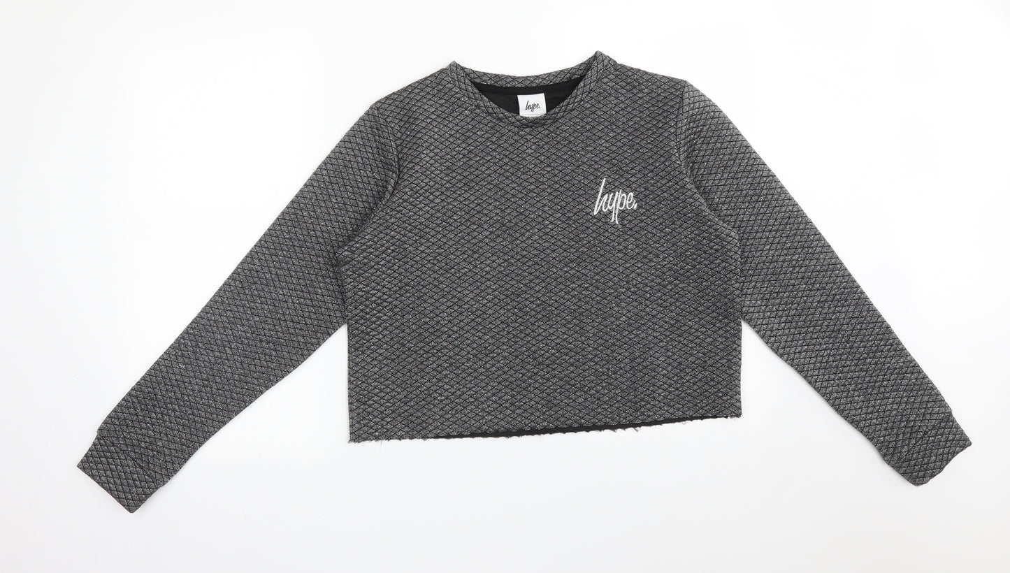 Hype Girls Silver Argyle/Diamond Polyester Pullover Sweatshirt Size 15 Years