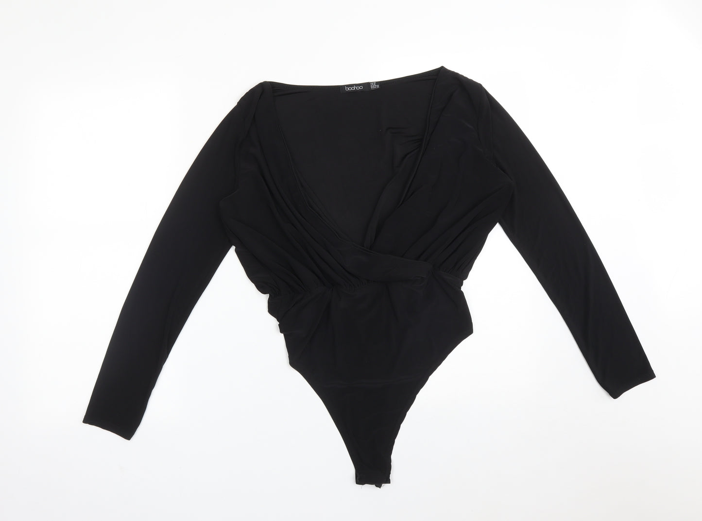 Boohoo Womens Black  Polyester Bodysuit One-Piece Size 12