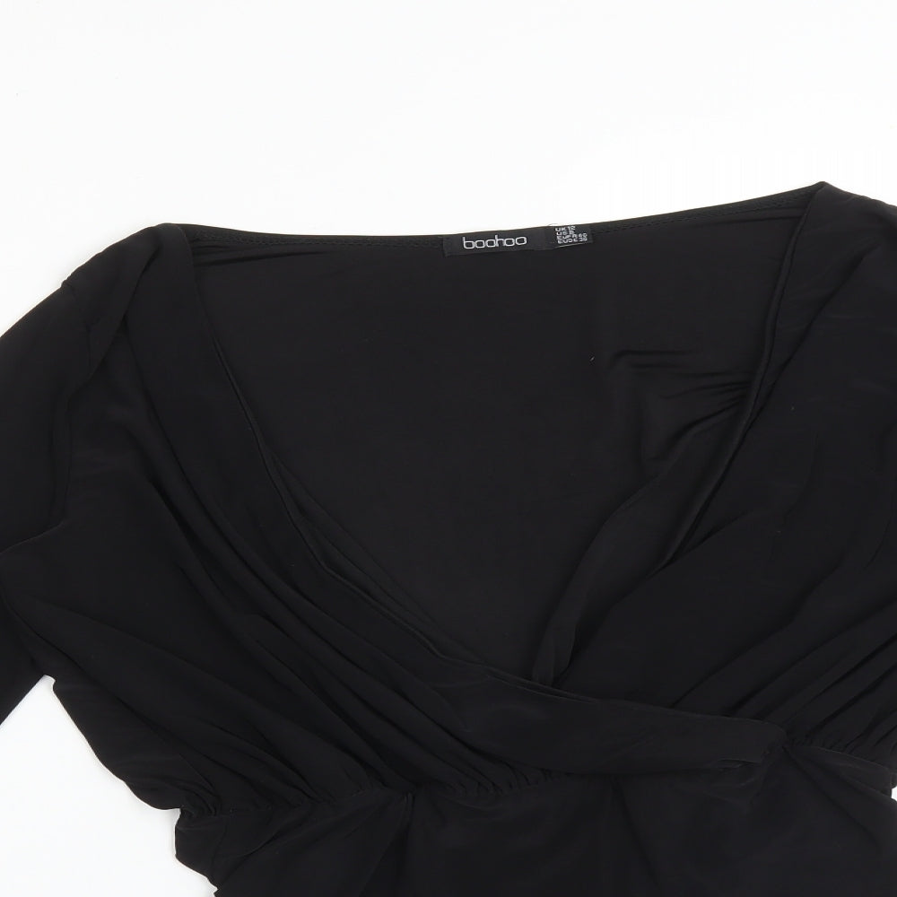 Boohoo Womens Black  Polyester Bodysuit One-Piece Size 12