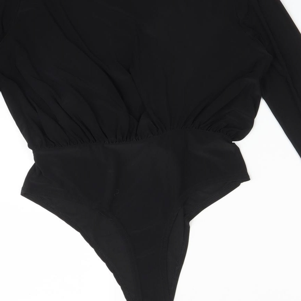 Boohoo Womens Black  Polyester Bodysuit One-Piece Size 12