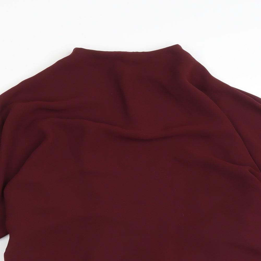 River Island Womens Purple  Polyester Basic Blouse Size 12 Mock Neck