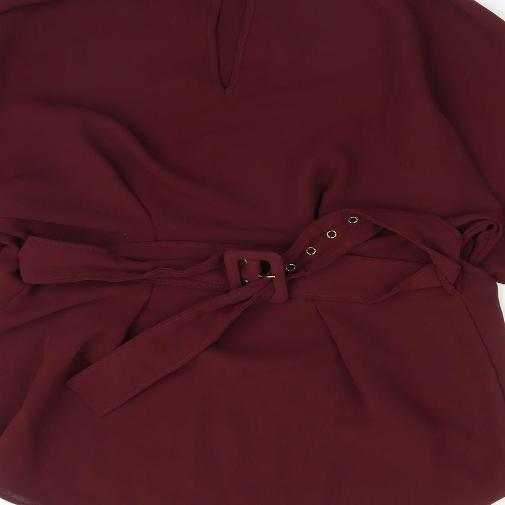 River Island Womens Purple  Polyester Basic Blouse Size 12 Mock Neck
