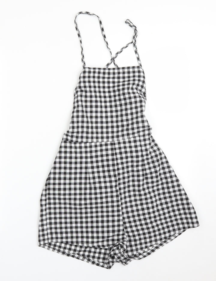 SheIn Womens Multicoloured Check Cotton Playsuit One-Piece Size S