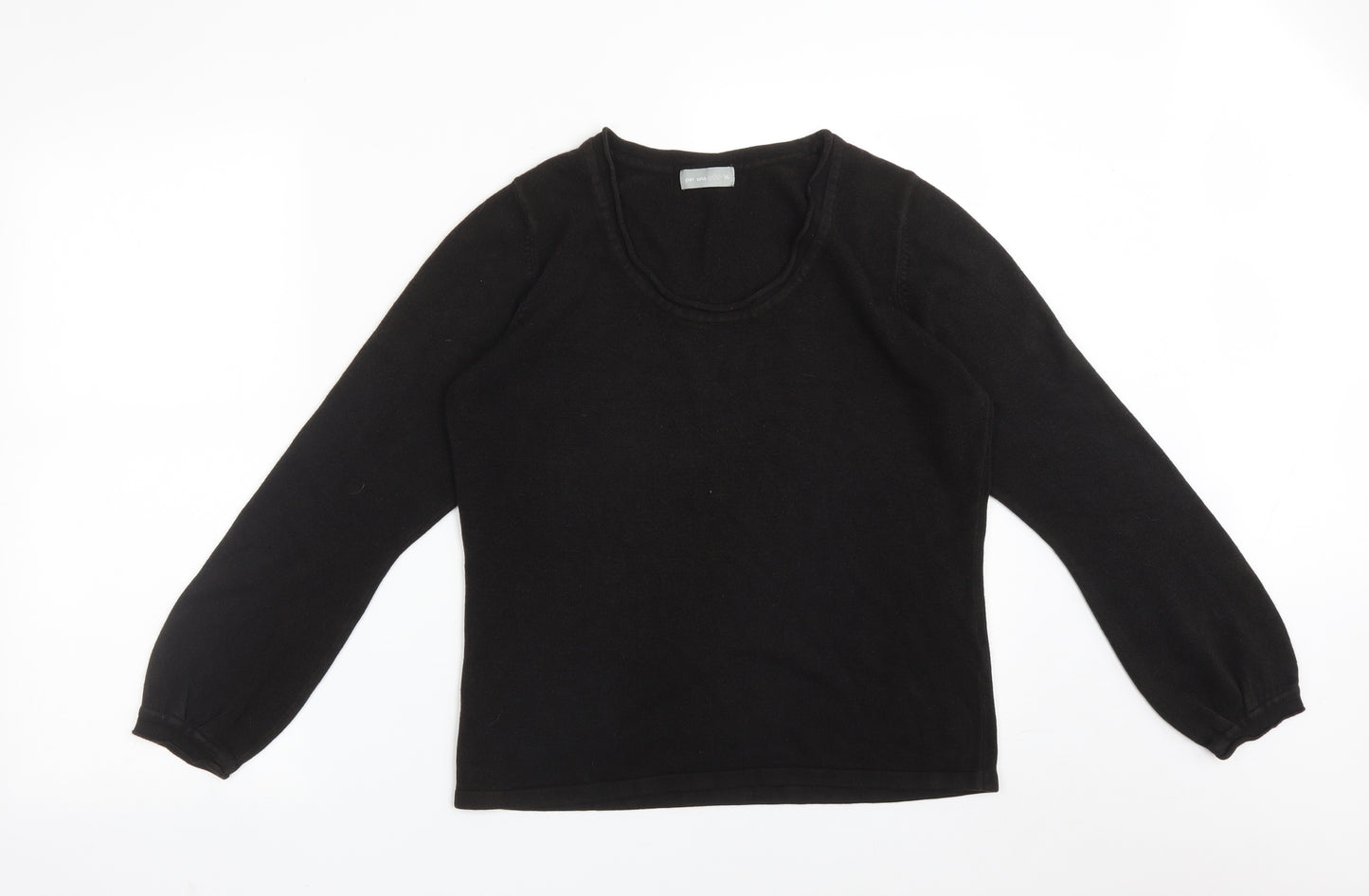Per Una Womens Black  Acrylic Basic T-Shirt Size 16 Scoop Neck