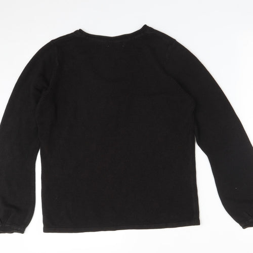 Per Una Womens Black  Acrylic Basic T-Shirt Size 16 Scoop Neck