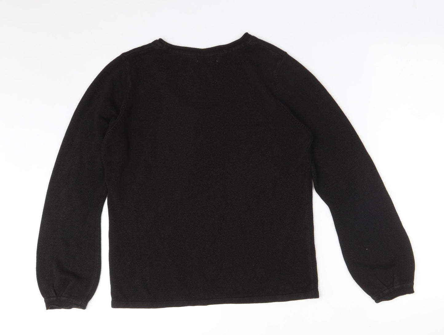 Per Una Womens Black  Acrylic Basic T-Shirt Size 16 Scoop Neck