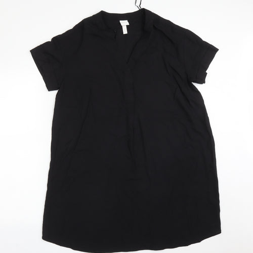 H7M Womens Black  Viscose A-Line  Size S  V-Neck