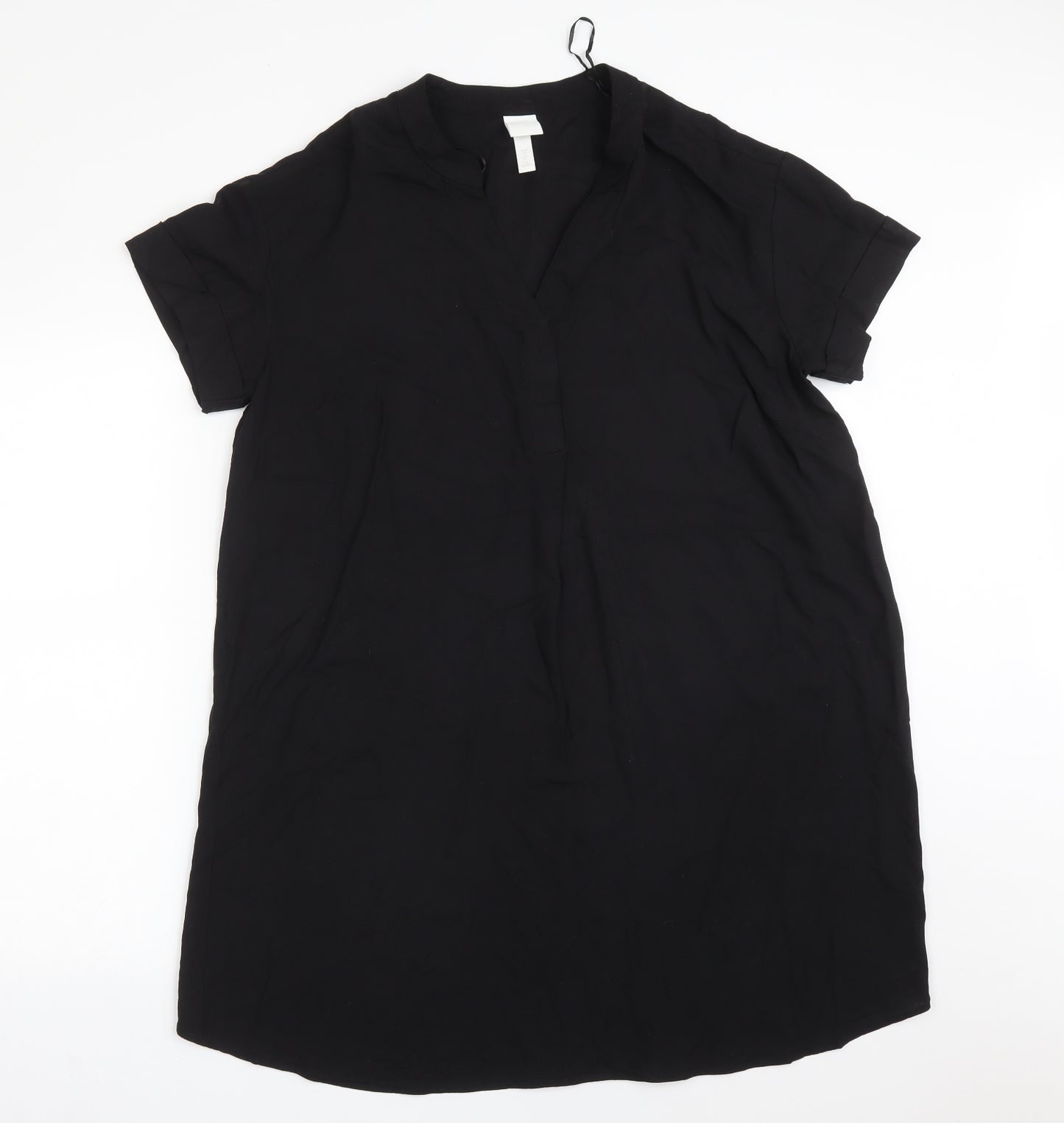 H7M Womens Black  Viscose A-Line  Size S  V-Neck