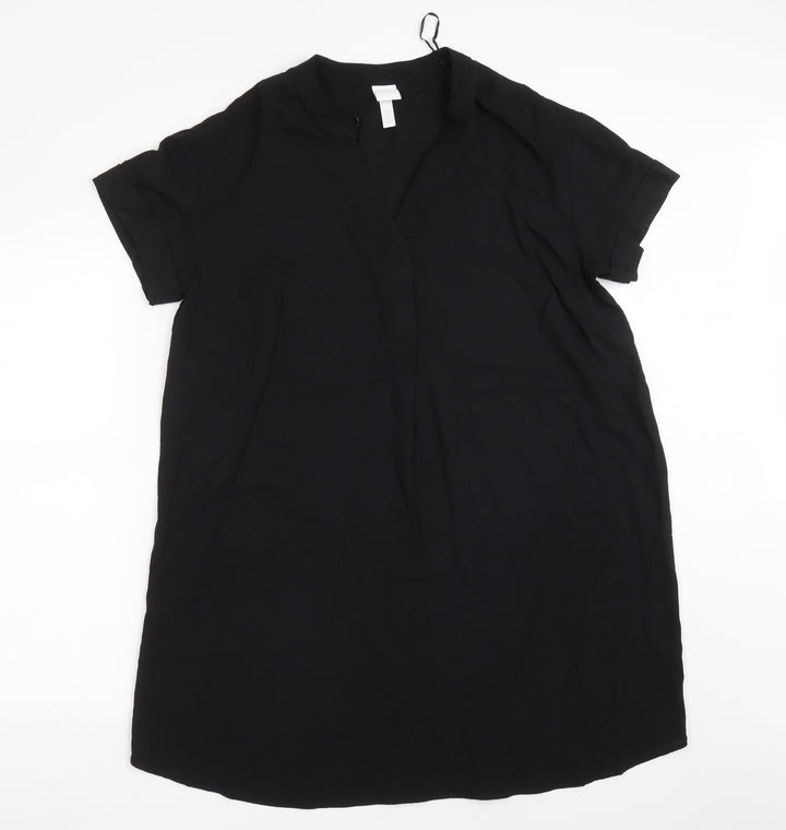 H7M Womens Black  Viscose A-Line  Size S  V-Neck