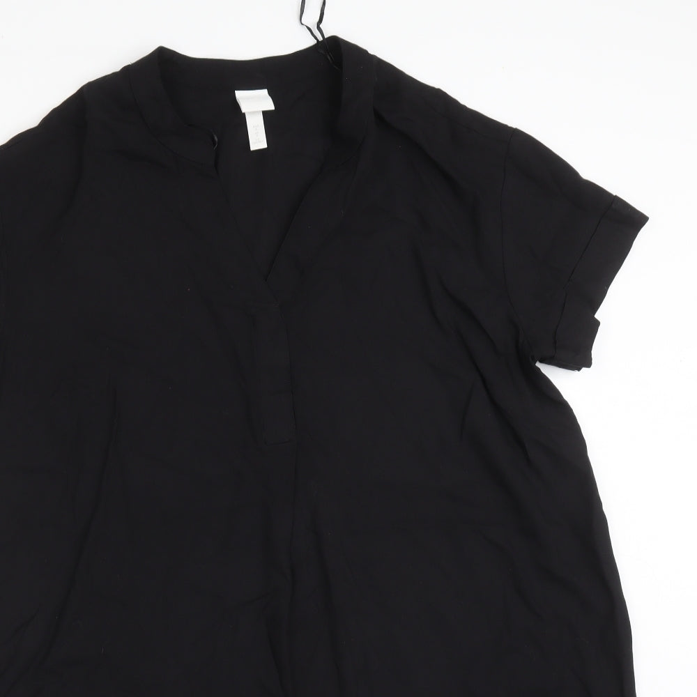 H7M Womens Black  Viscose A-Line  Size S  V-Neck