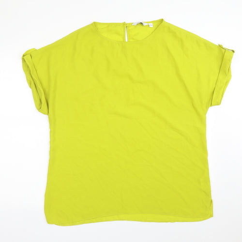 Dorothy Perkins Womens Green  Polyester Basic T-Shirt Size 16 Round Neck
