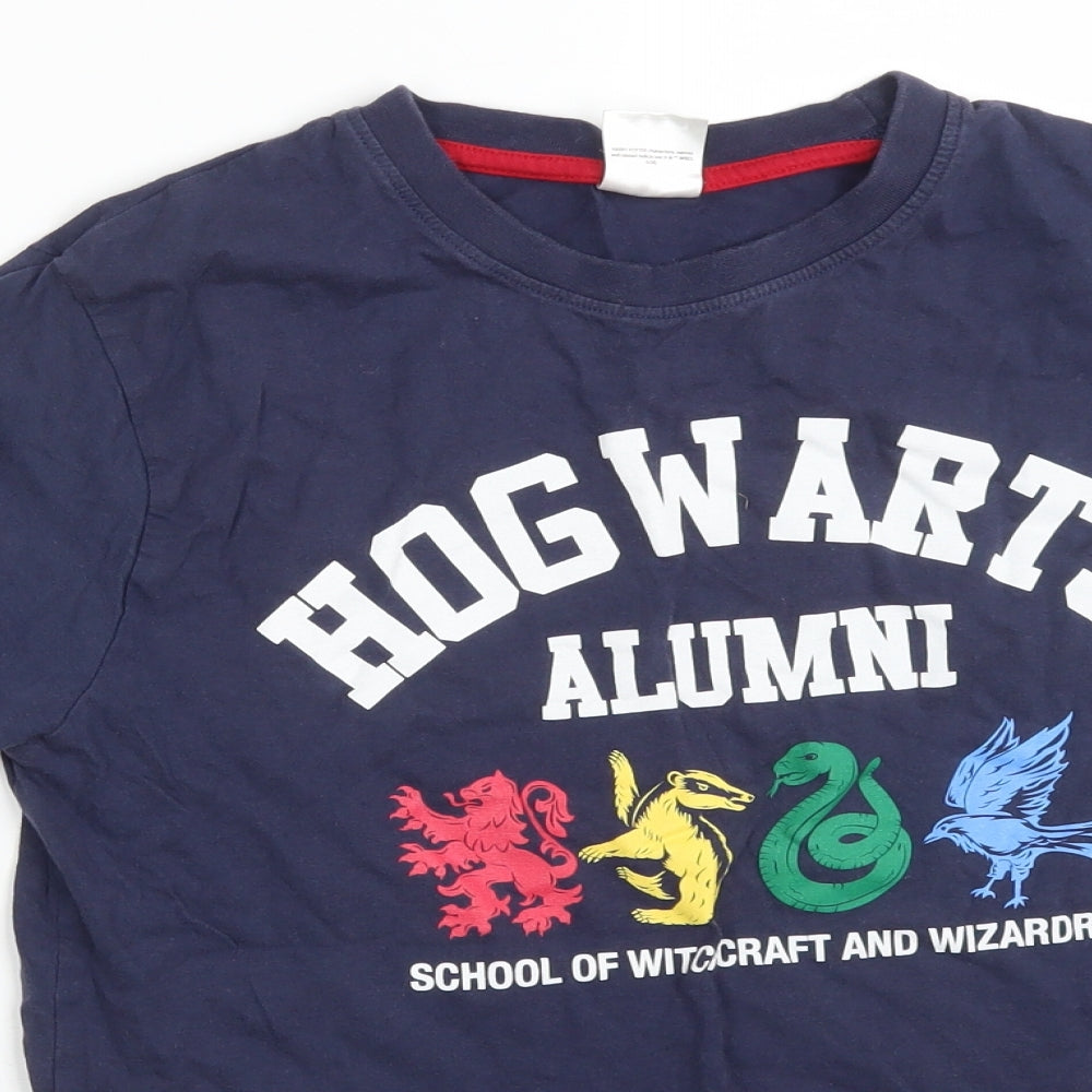 Harry Potter Mens Blue  Cotton  T-Shirt Size S Crew Neck  - HARRY POTTER SCHOOL OF WITCHCRAFT AND WIZARDRY