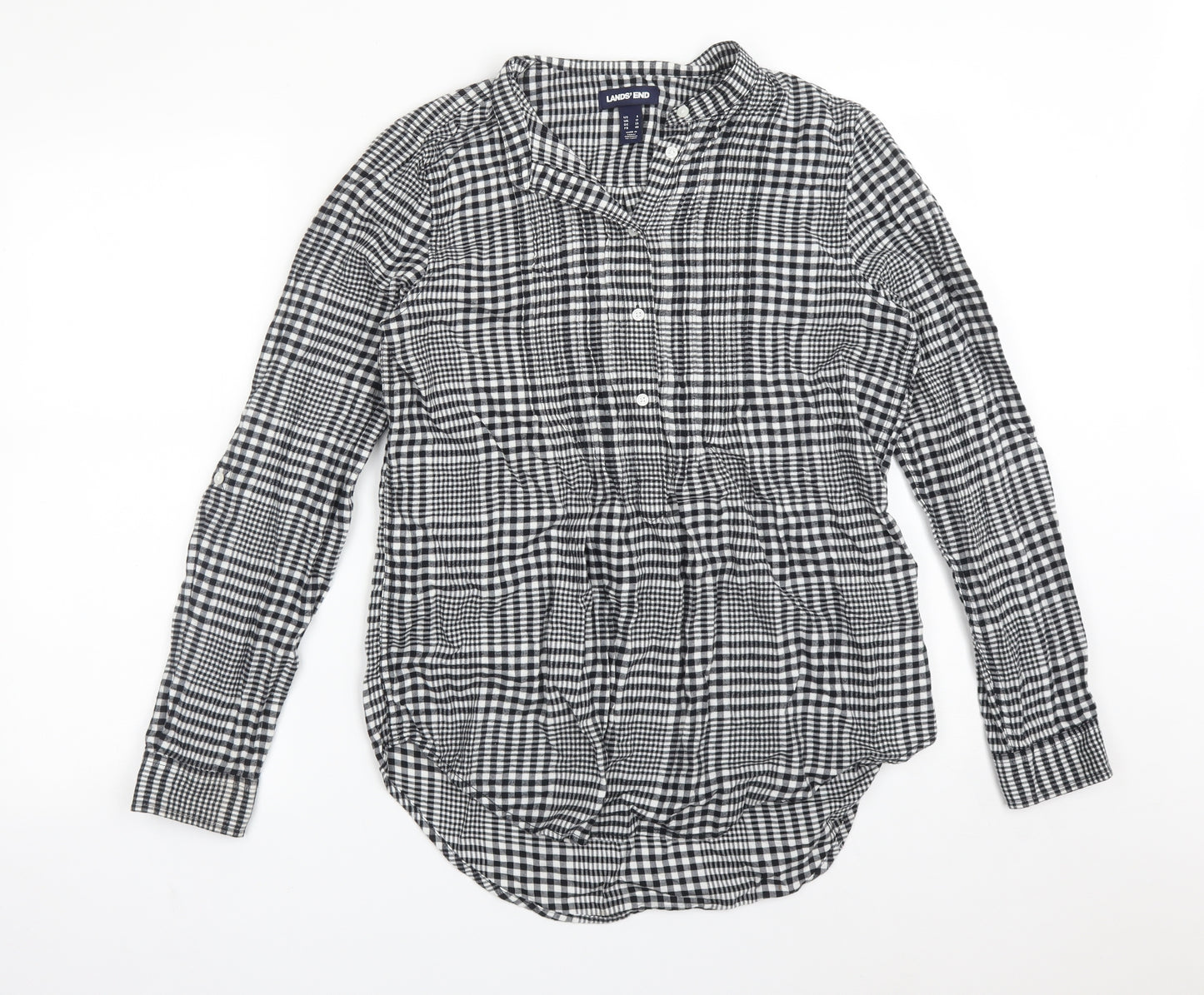 LANDS' END Womens Multicoloured Check Cotton Basic Blouse Size 12 Collared