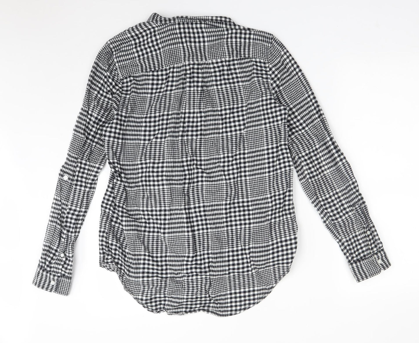 LANDS' END Womens Multicoloured Check Cotton Basic Blouse Size 12 Collared