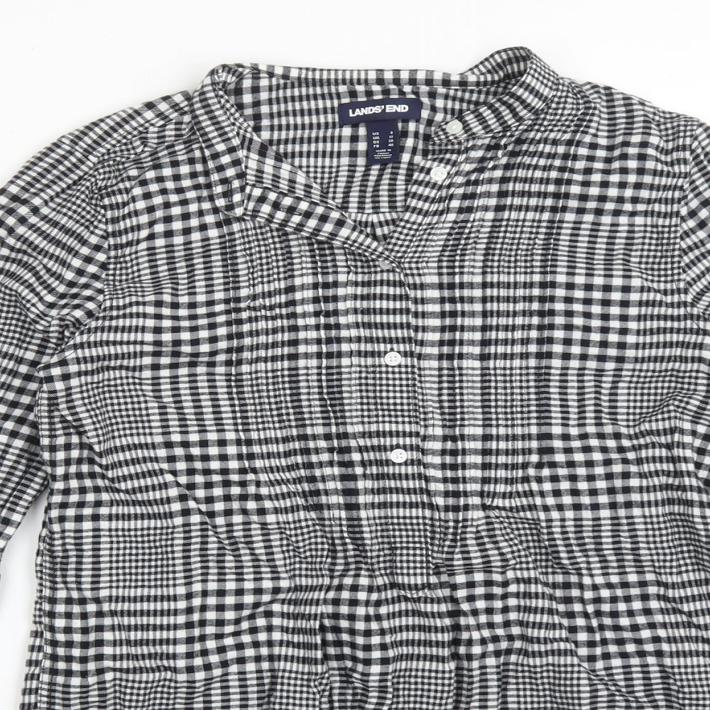 LANDS' END Womens Multicoloured Check Cotton Basic Blouse Size 12 Collared