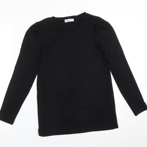 Papaya Womens Black  Viscose Basic T-Shirt Size 8 Crew Neck