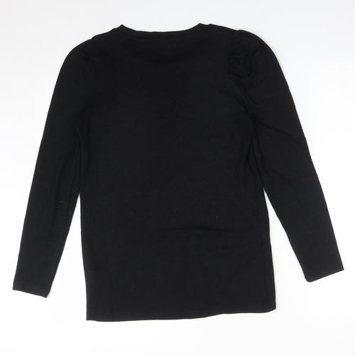 Papaya Womens Black  Viscose Basic T-Shirt Size 8 Crew Neck