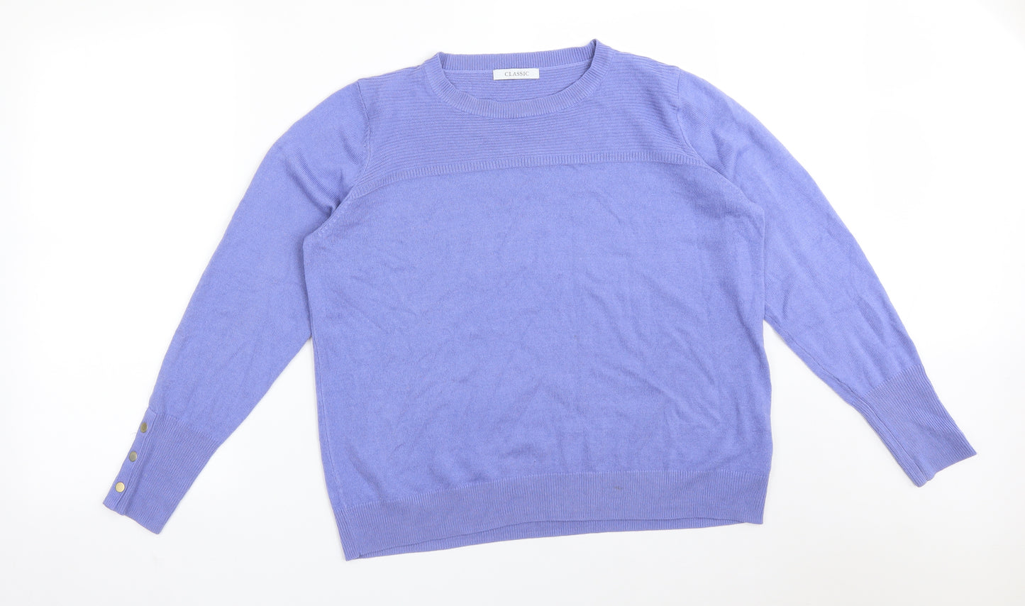 M&S Womens Purple  Acrylic Basic T-Shirt Size 16 Round Neck